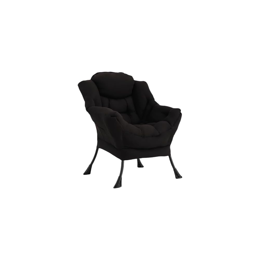 Welnow Lazy Chair for Adults，Modern Reading Accent Chair,Black Single