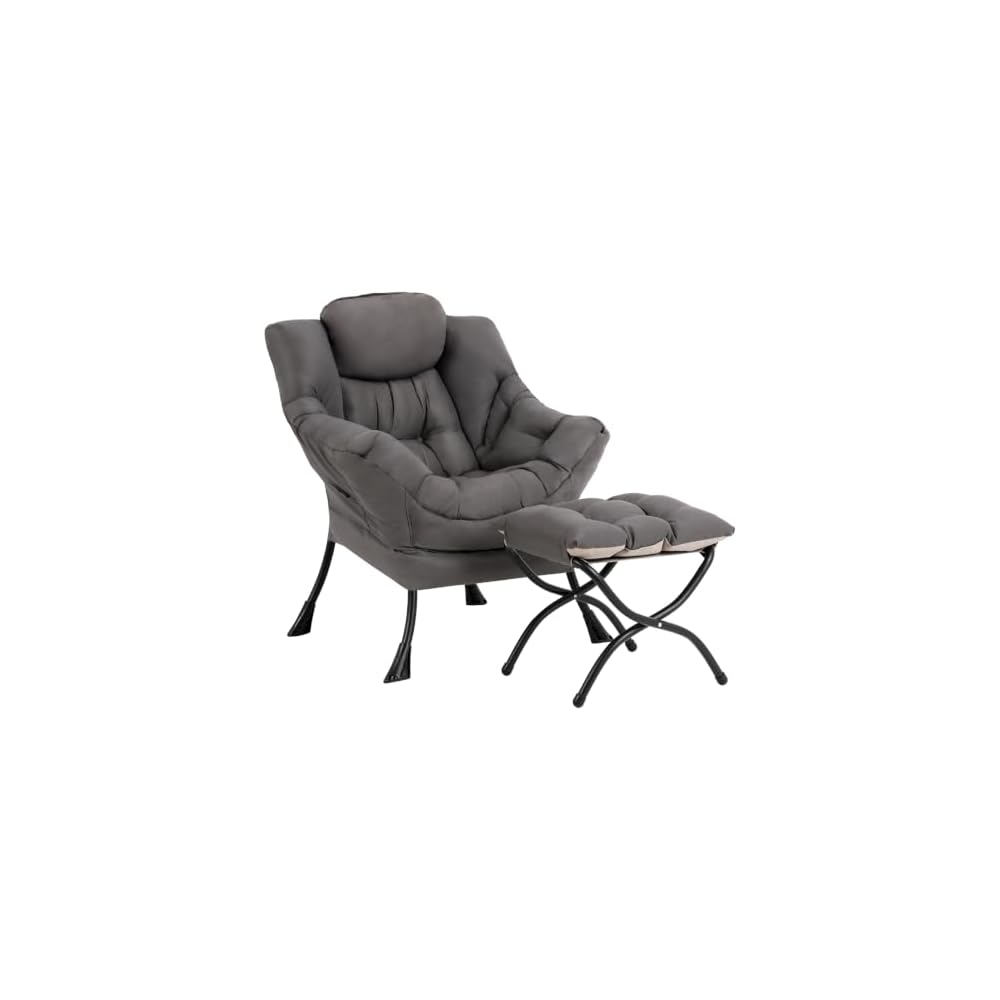 Welnow Lazy Chair for Adults，Modern Reading Accent Chair,Black Single