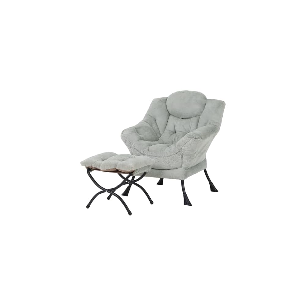 Welnow Lazy Chair for Adults，Modern Reading Accent Chair,Black Single