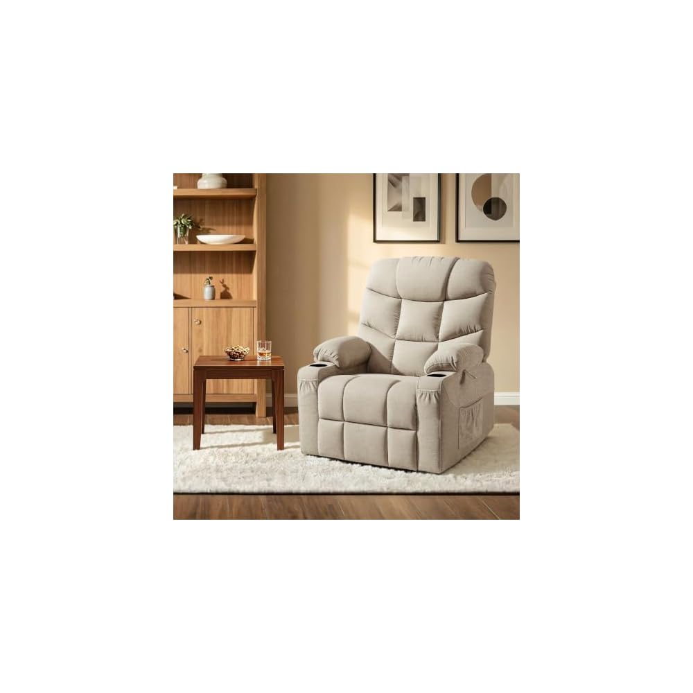 MCombo Power Lift Recliner Chair for Elderly, Fabric 7287 (Oatmeal, Medium)