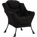 Welnow Lazy Chair for Adults，Modern Reading Accent Chair,Black Single