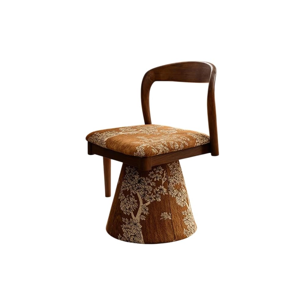 Vintage Swivel Vanity Chair Upholstered Makeup Stool with Backrest, 360° Rotating Accent Chair for Bedroom Dressing Table Salon Living Room