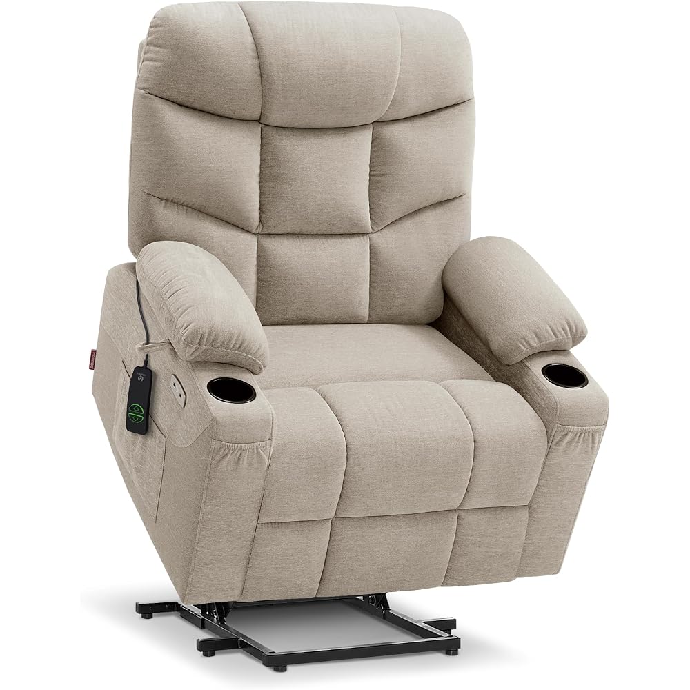 MCombo Power Lift Recliner Chair for Elderly, Fabric 7287 (Oatmeal, Medium)
